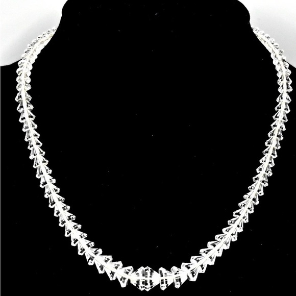 Graduated High Quality Crystal Strand solid 14k gold fishhook clasp Necklace.